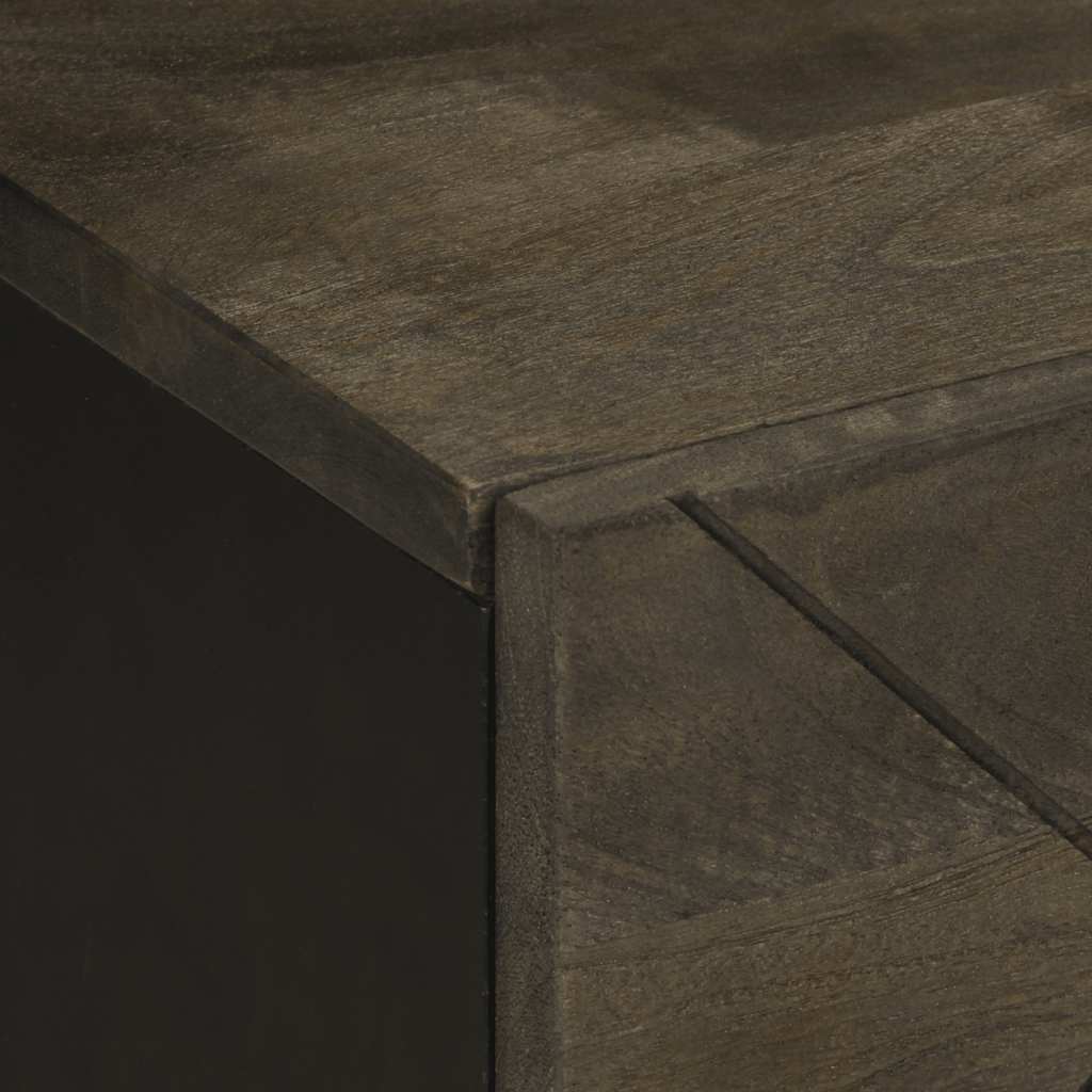 Nachttisch Schwarz 40X33X46 Cm Massivholz Mango