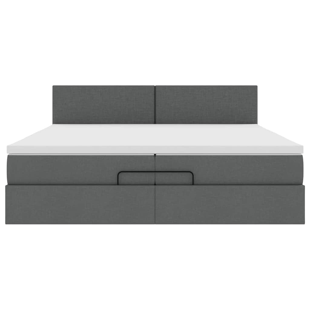 Ottoman-Bett Mit Matratze Stoff Dunkelgrau