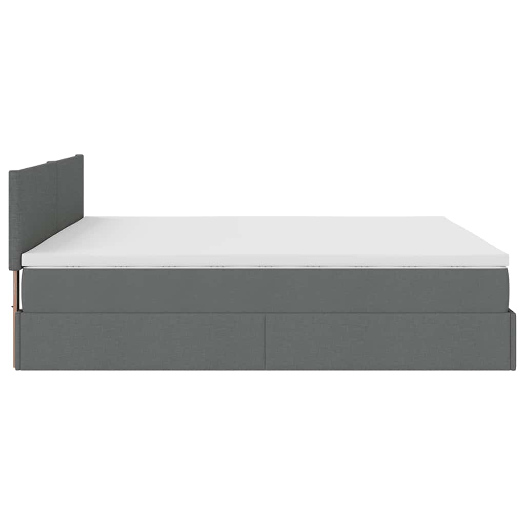 Ottoman-Bett Mit Matratze Stoff Dunkelgrau