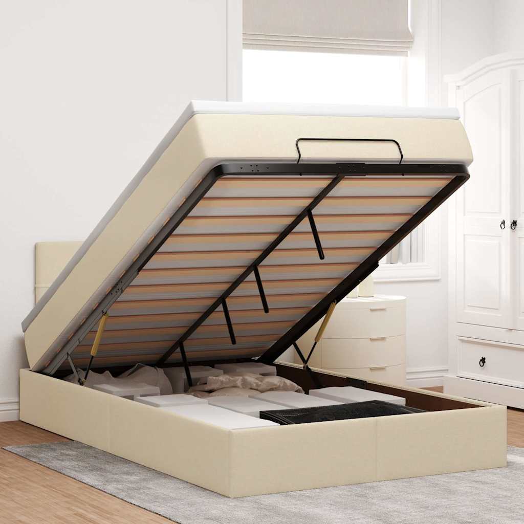 Ottoman-Bett Mit Matratze Stoff Creme