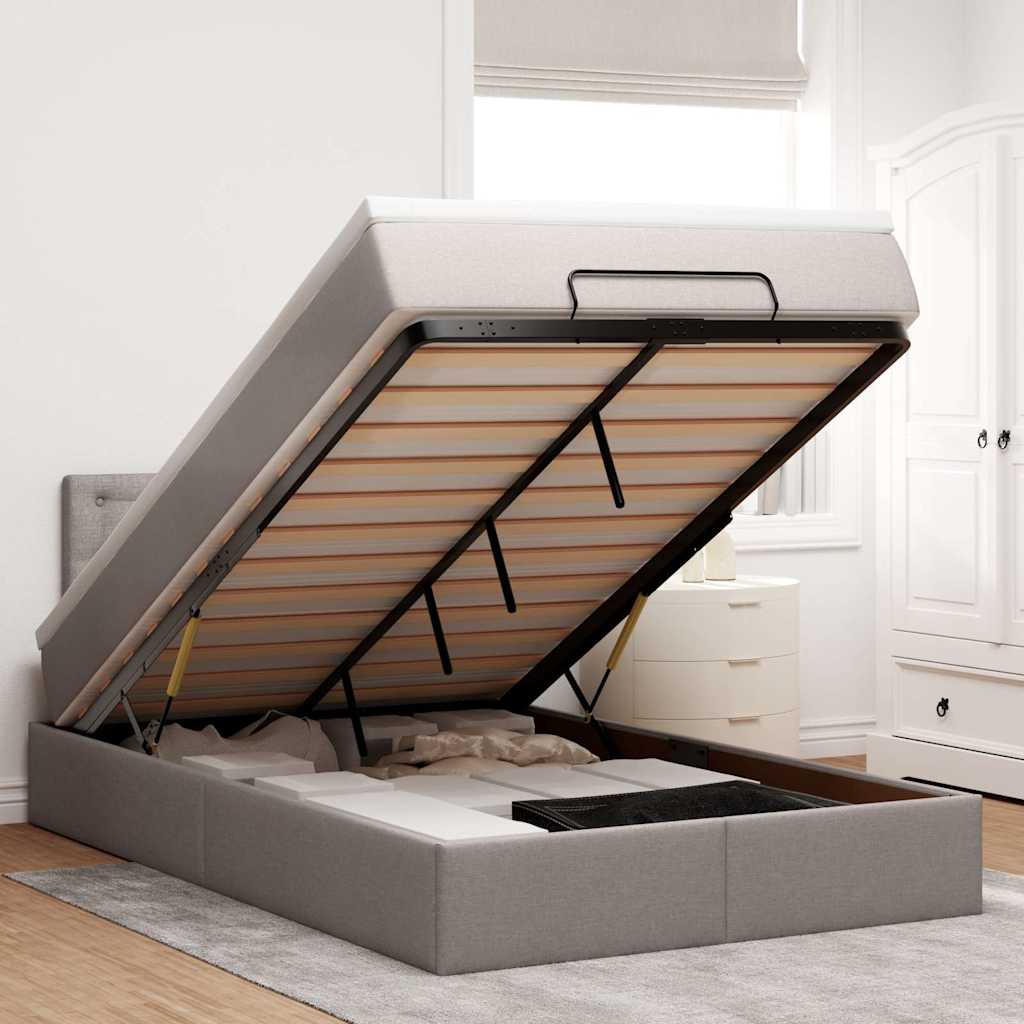 Ottoman-Bett Mit Matratze Stoff Taupe