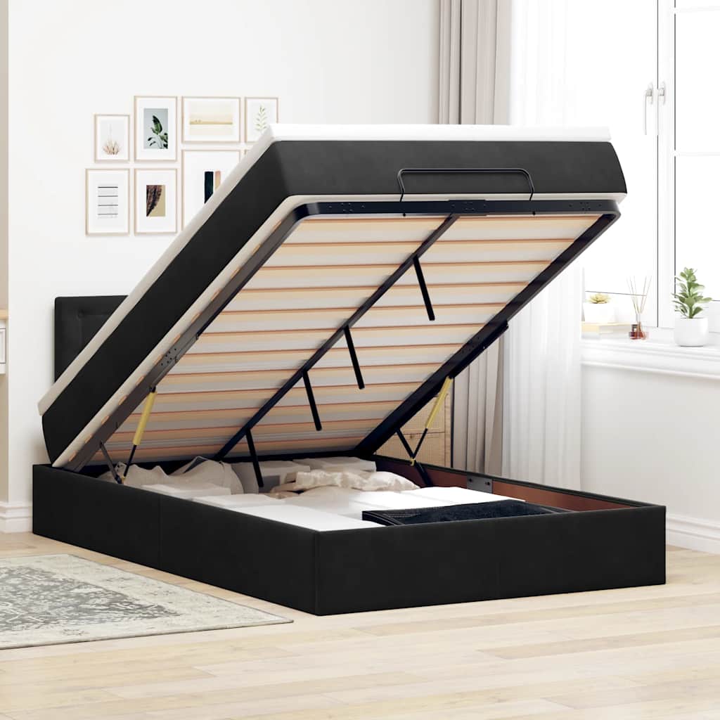 Ottoman-Bett Mit Matratze Samt Schwarz