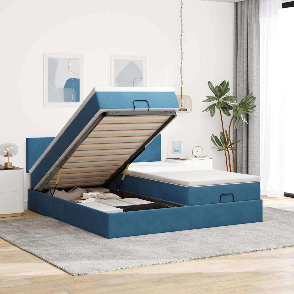 Ottoman-Bett Mit Matratzen & Leds Samt
