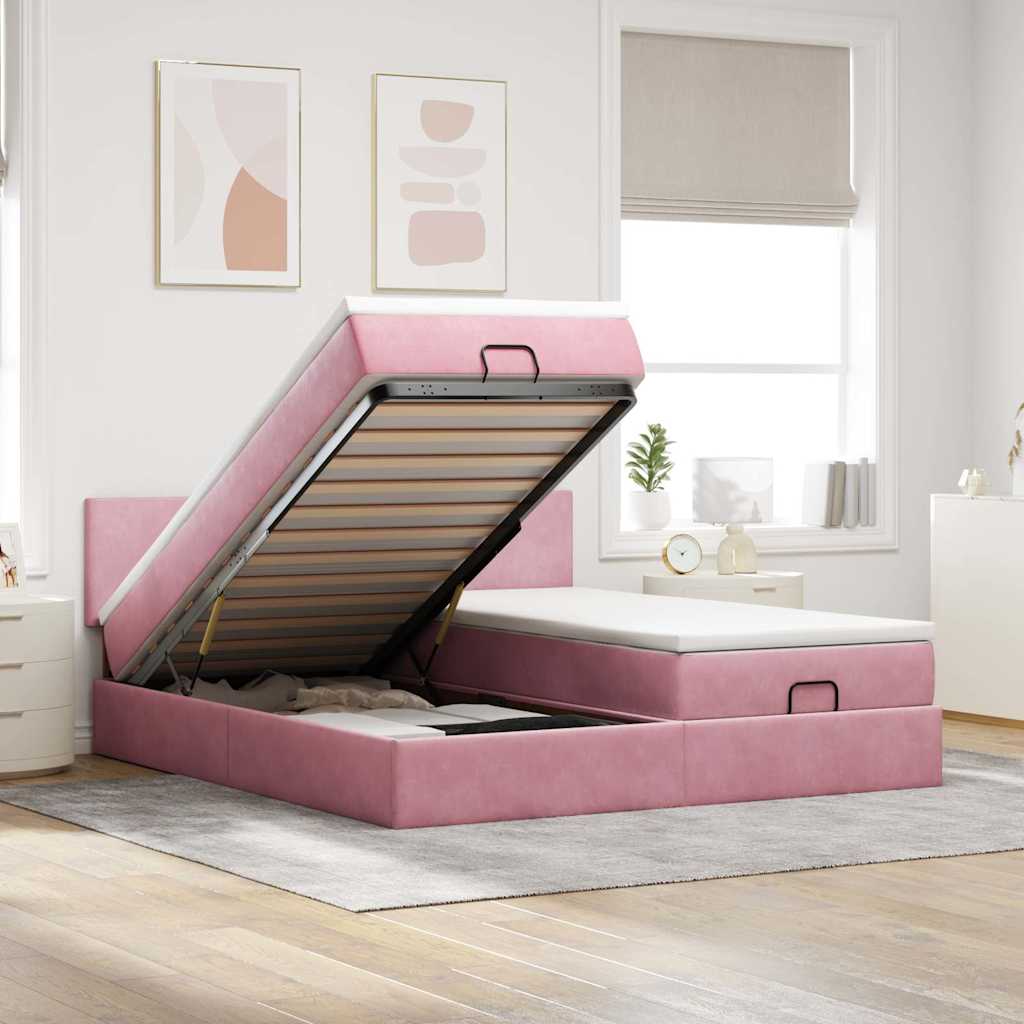 Ottoman-Bett Mit Matratzen & Leds Samt