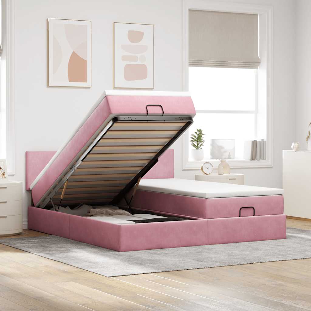 Ottoman-Bett Mit Matratzen & Leds Samt