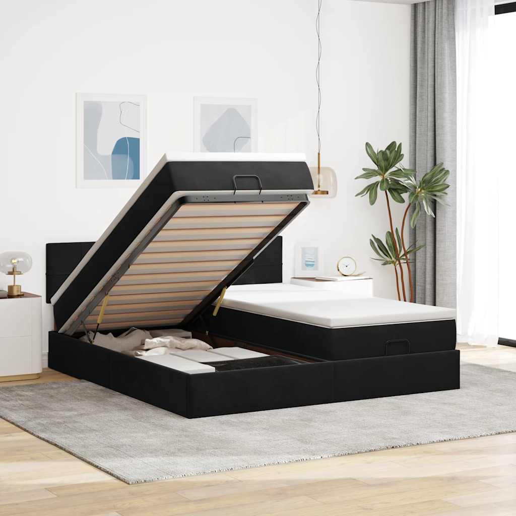Ottoman-Bett Mit Matratzen & Leds Samt