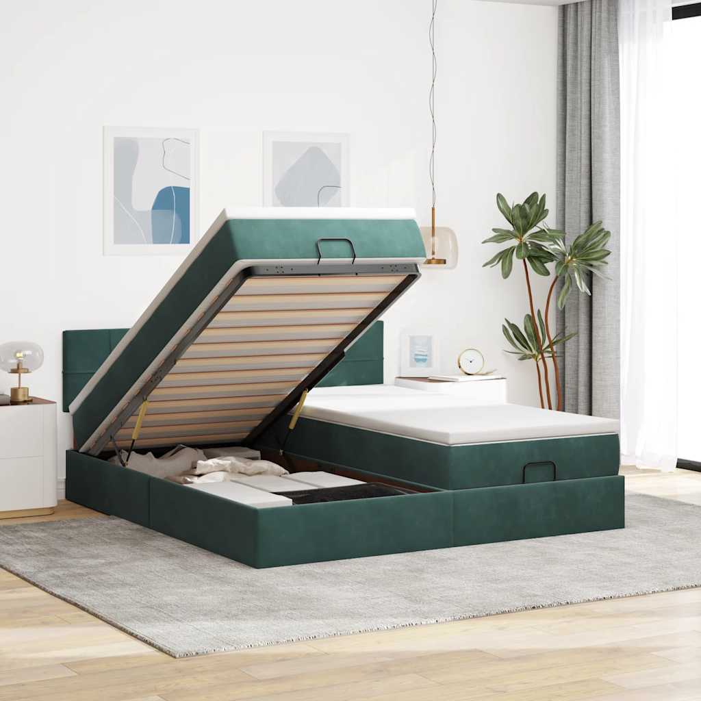 Ottoman-Bett Mit Matratzen & Leds Samt