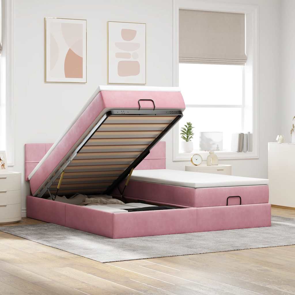 Ottoman-Bett Mit Matratzen & Leds Samt