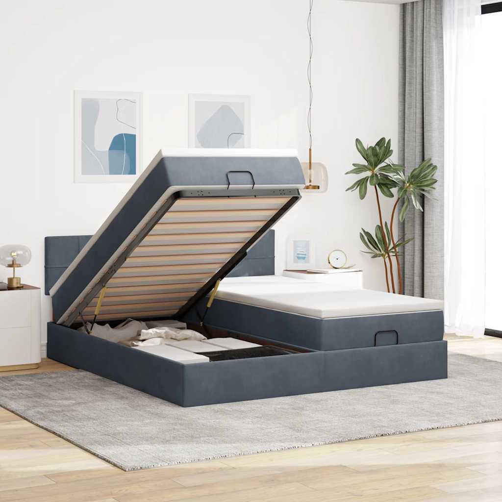 Ottoman-Bett Mit Matratzen & Leds Samt