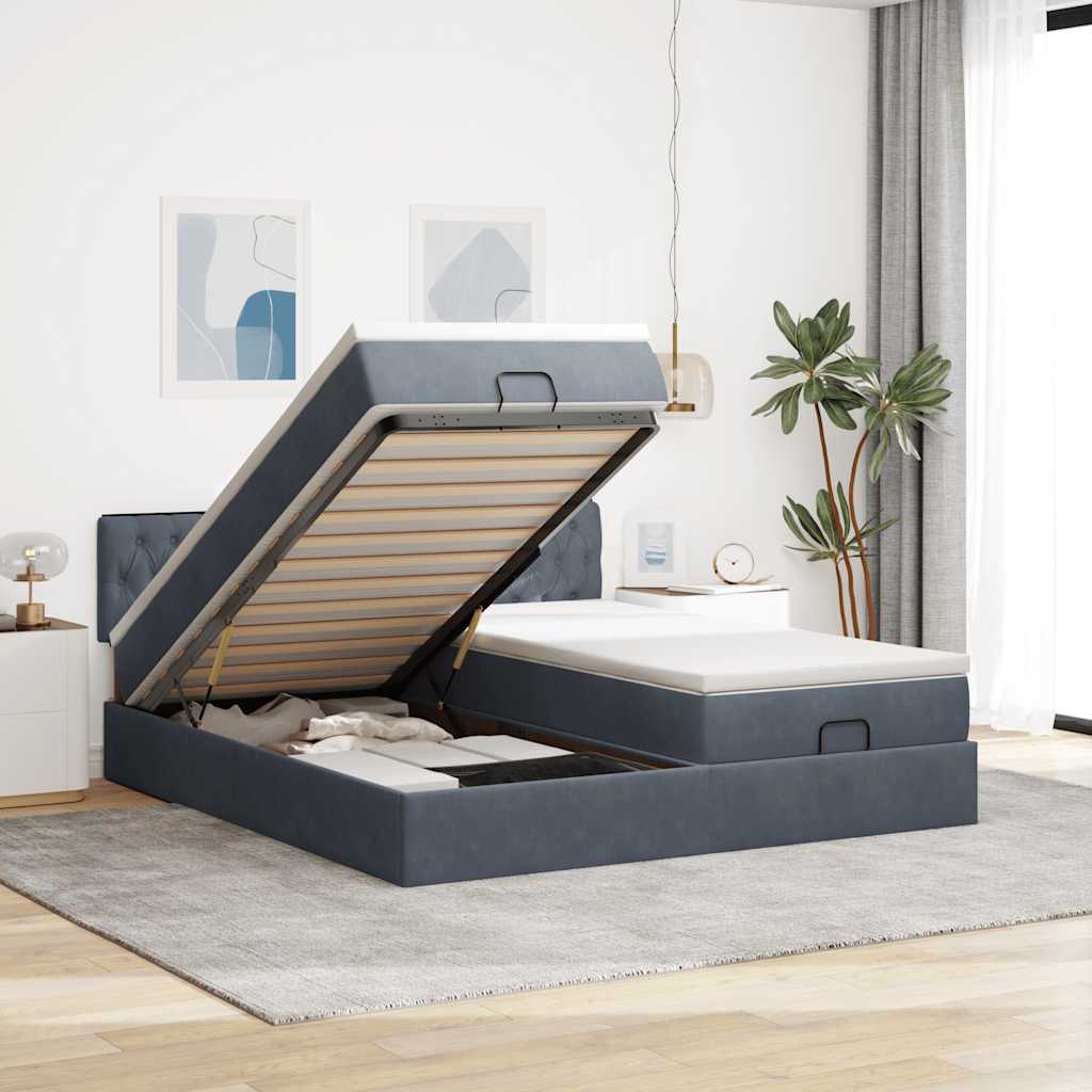 Ottoman-Bett Mit Matratzen & Leds Samt