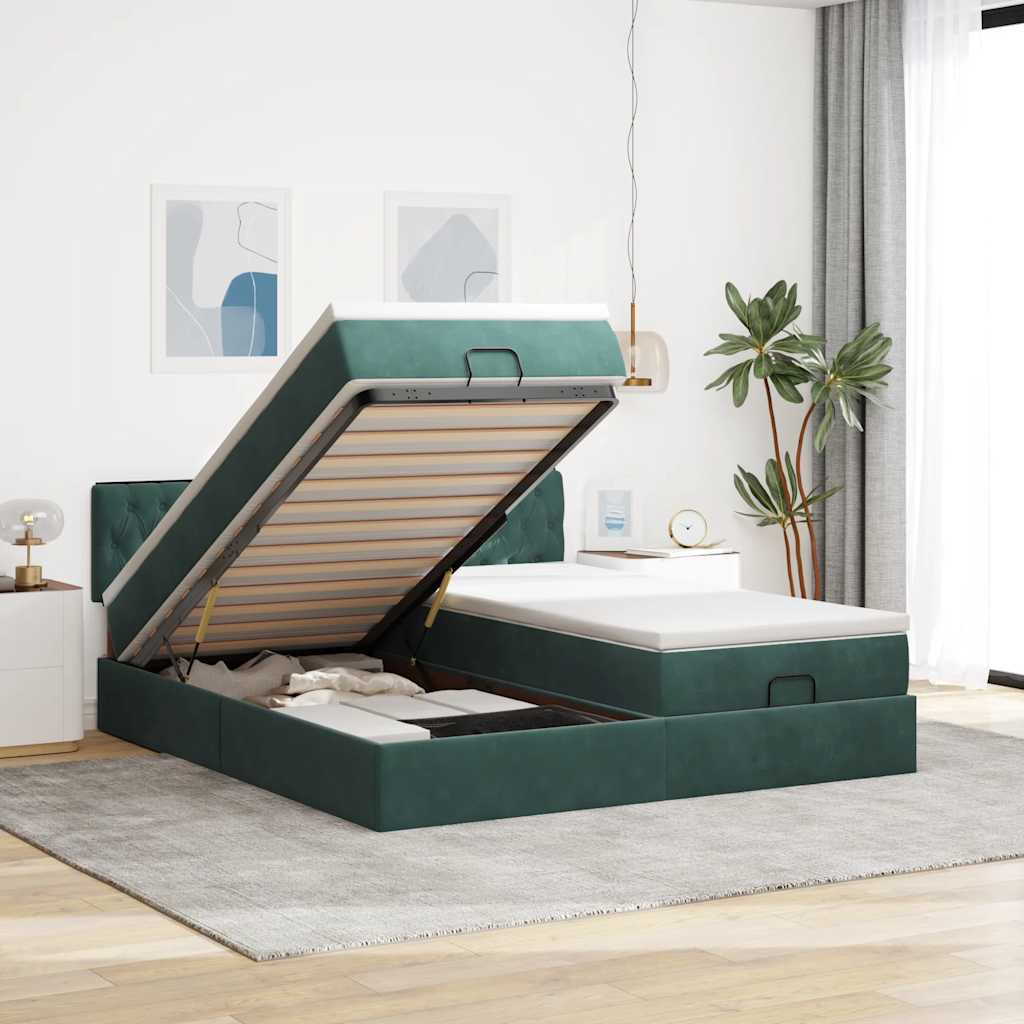 Ottoman-Bett Mit Matratzen & Leds Samt