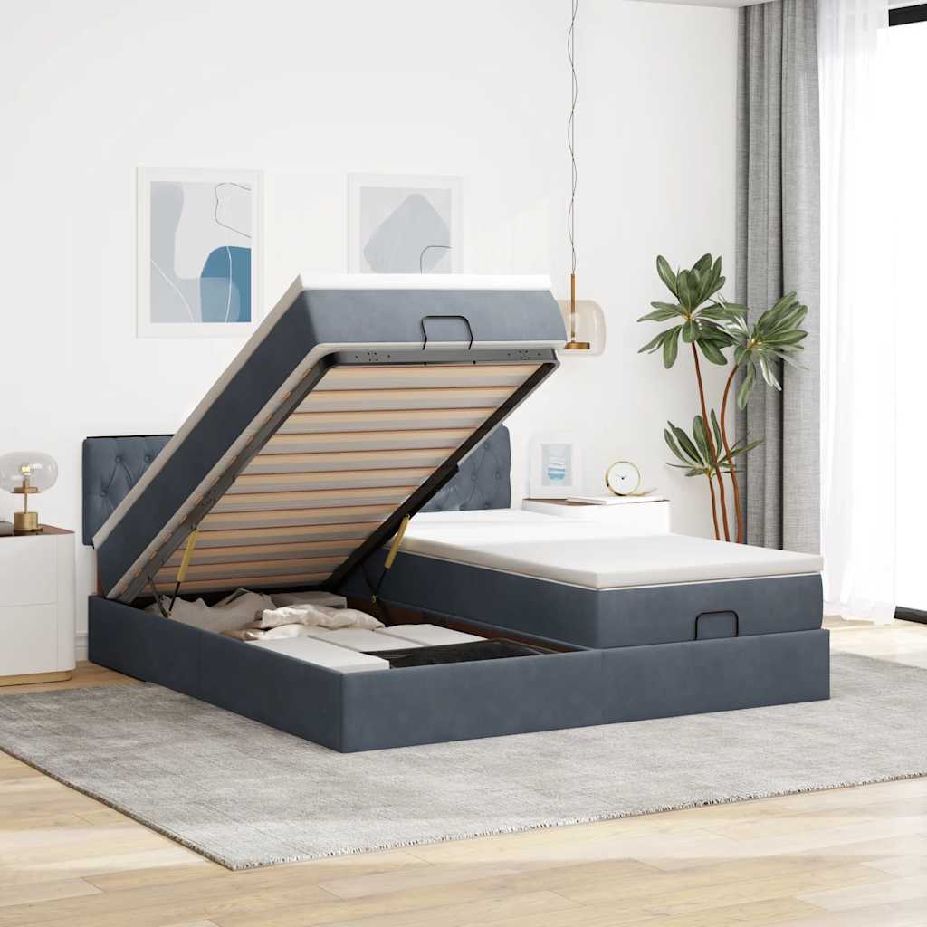 Ottoman-Bett Mit Matratzen & Leds Samt