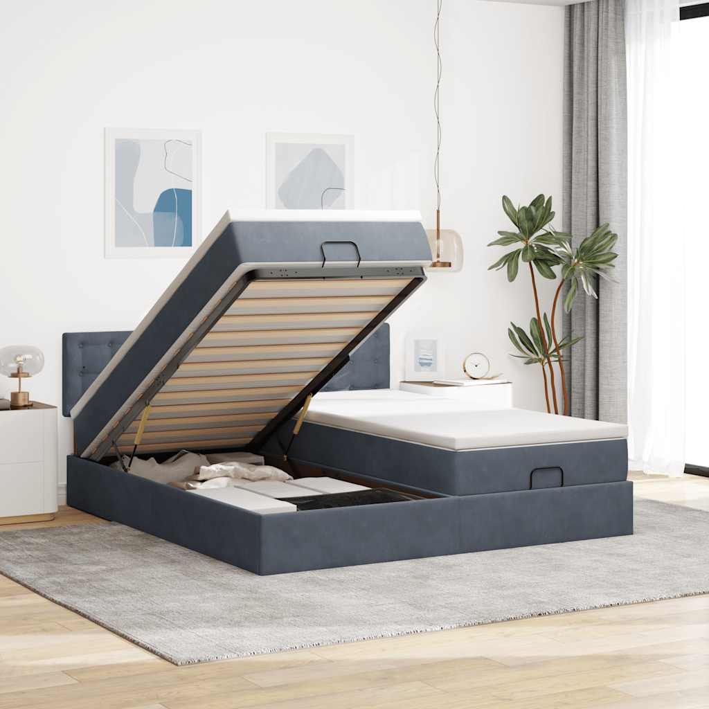 Ottoman-Bett Mit Matratzen & Leds Samt