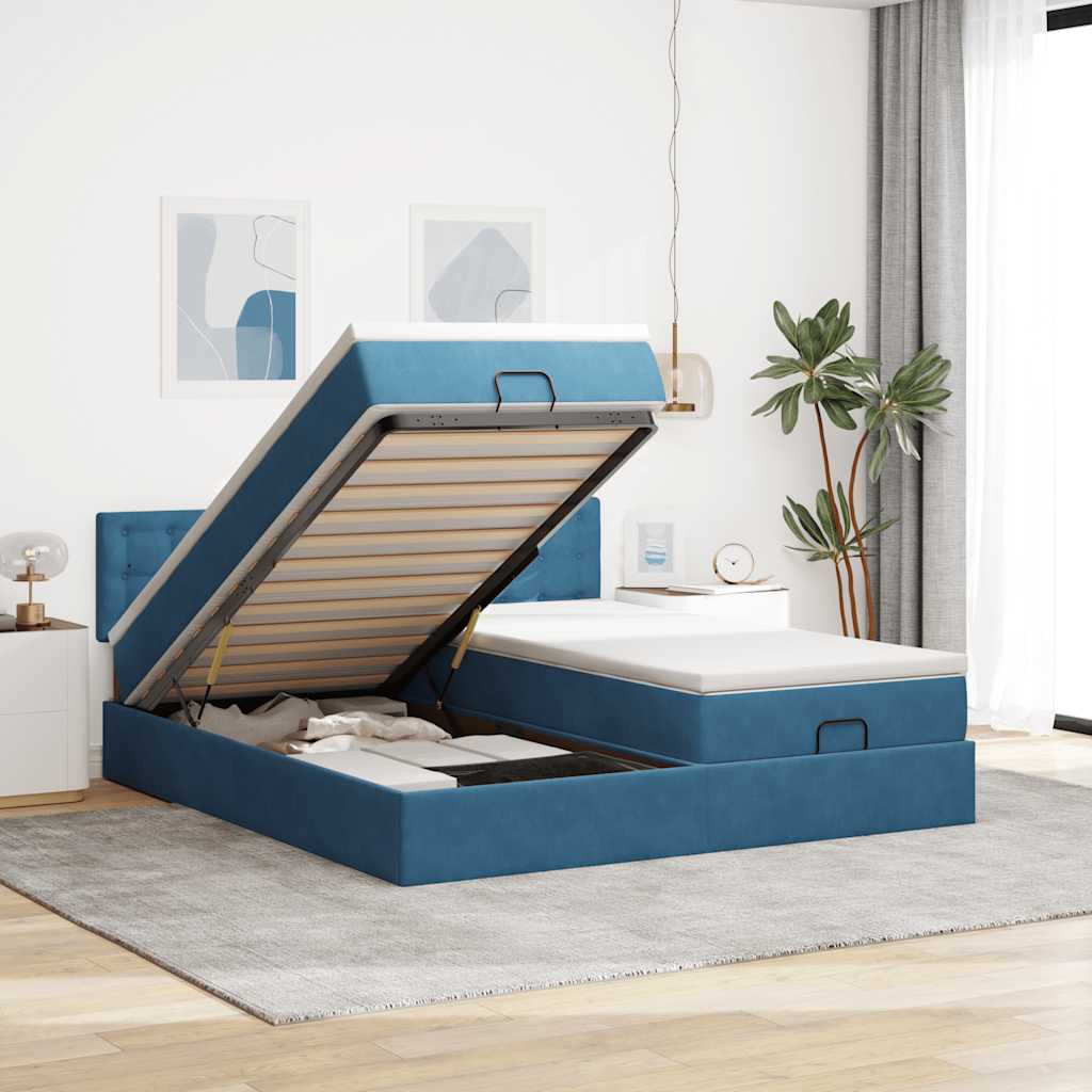 Ottoman-Bett Mit Matratzen & Leds Samt