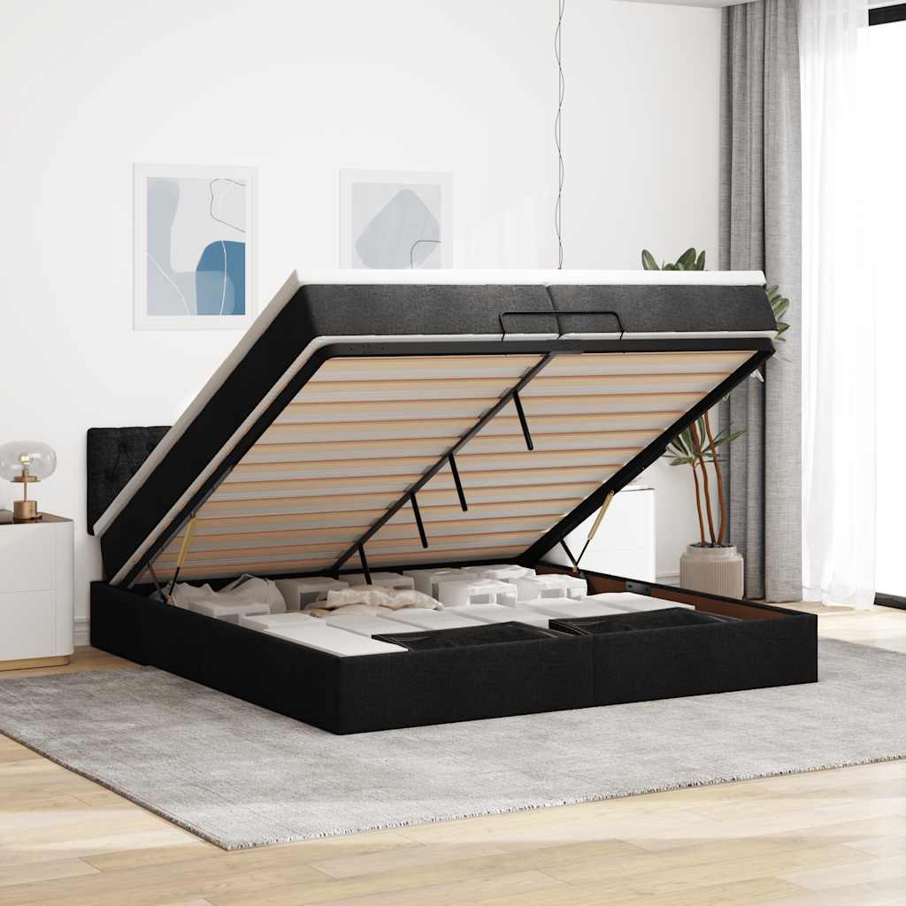 Ottoman-Bett Mit Matratze Stoff Dunkelbraun