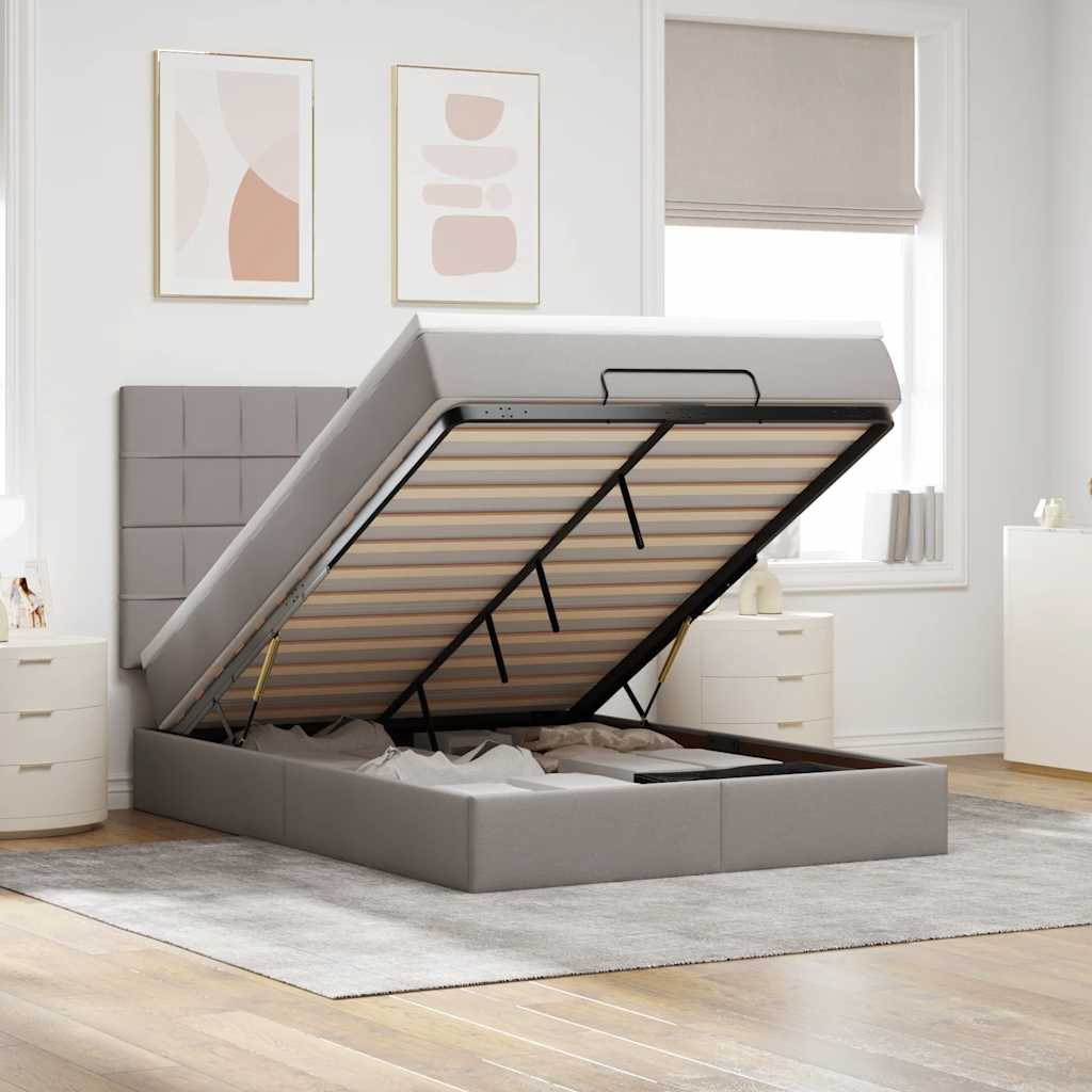 Ottoman-Bett Mit Matratze Stoff Taupe