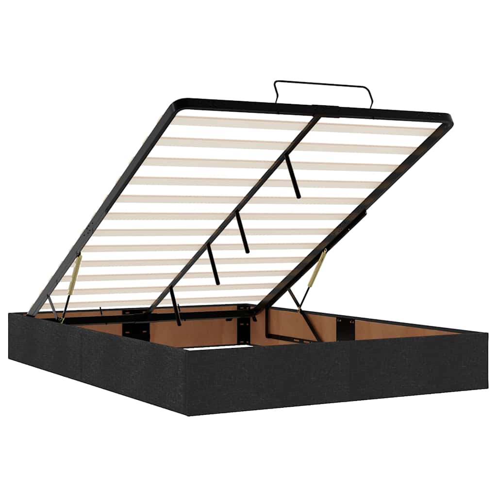 Ottoman-Bett Mit Matratze Stoff Schwarz