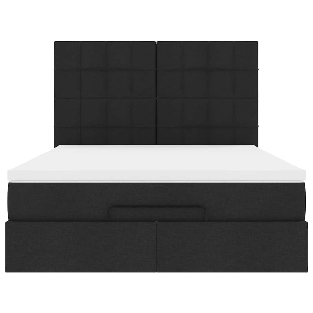 Ottoman-Bett Mit Matratze Stoff Schwarz
