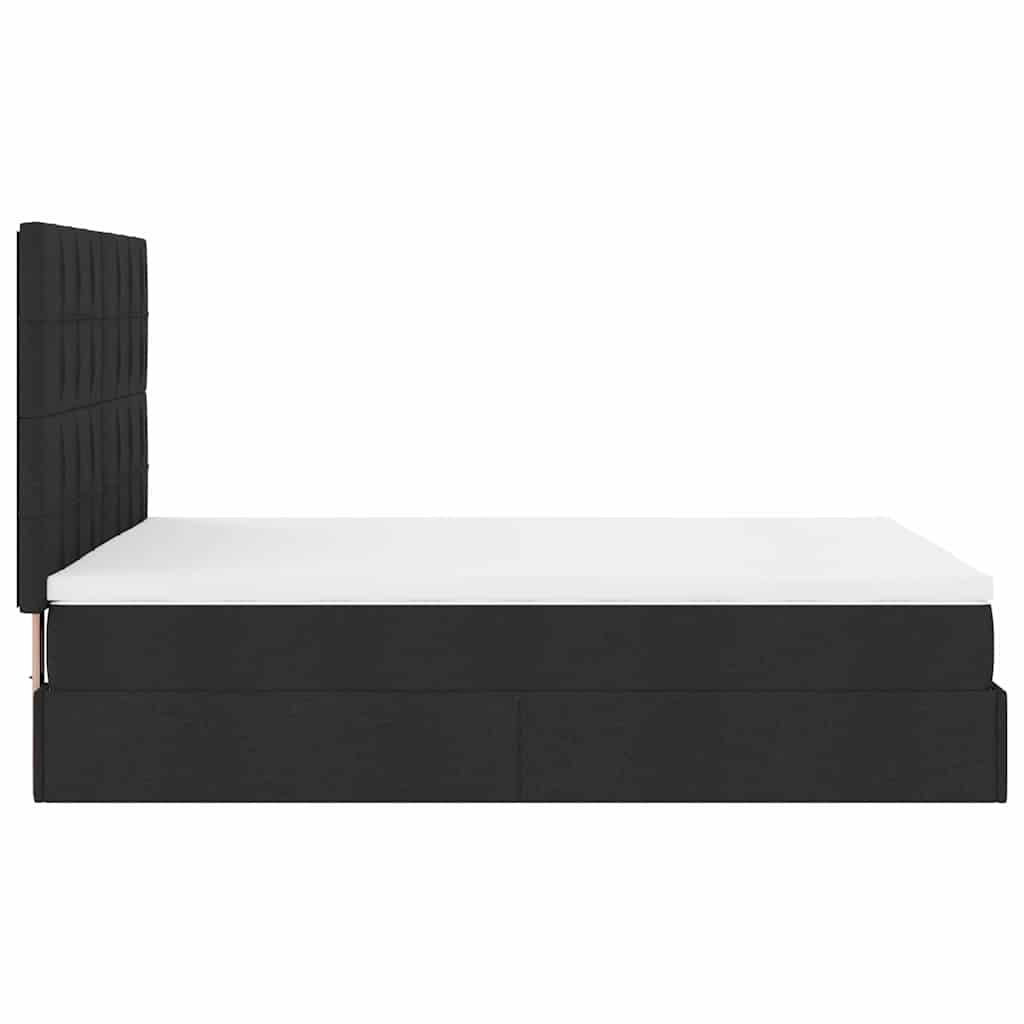 Ottoman-Bett Mit Matratze Stoff Schwarz