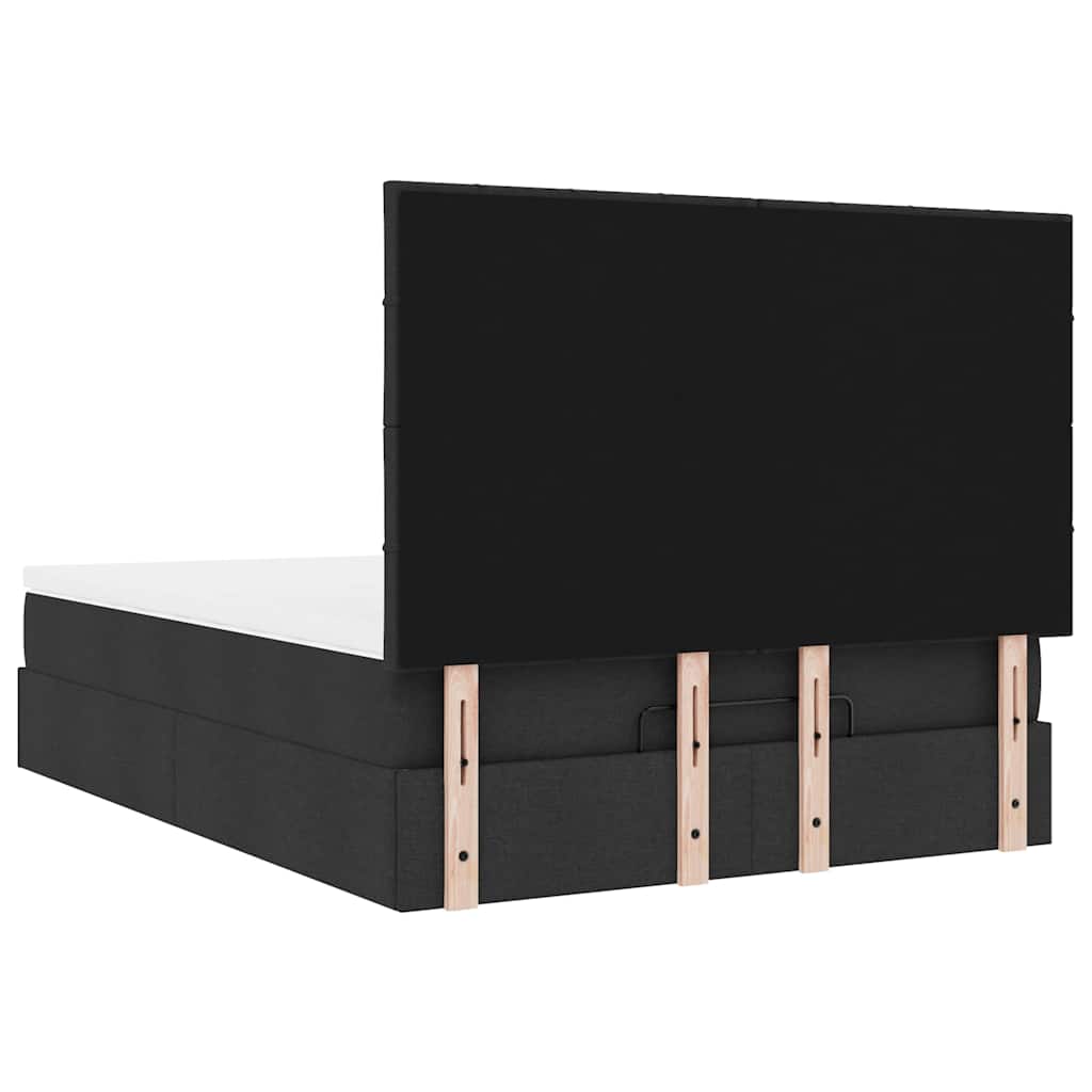 Ottoman-Bett Mit Matratze Stoff Schwarz