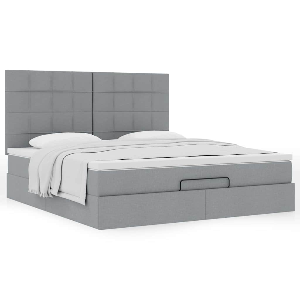 Ottoman-Bett Mit Matratze Stoff Hellgrau
