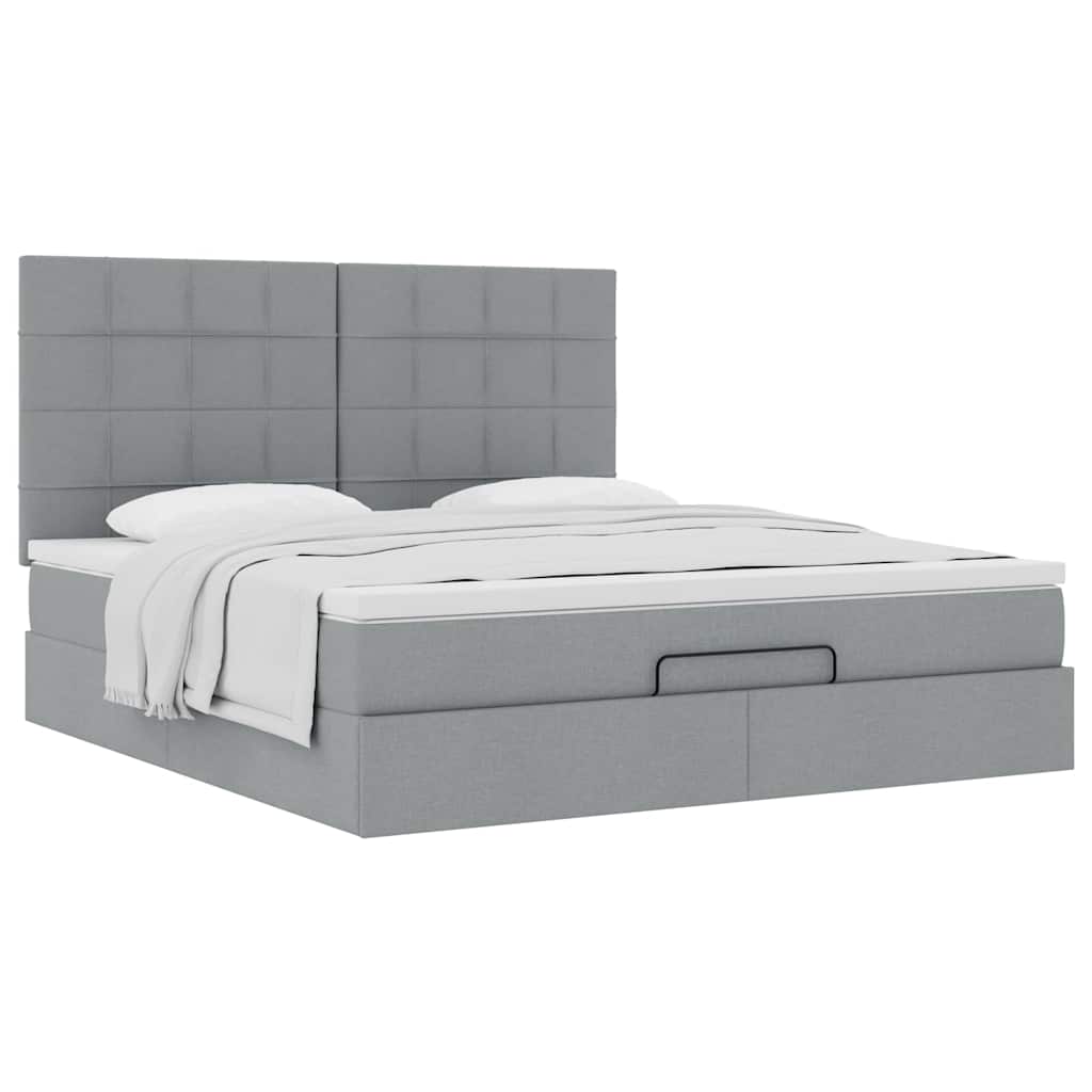 Ottoman-Bett Mit Matratze Stoff Hellgrau