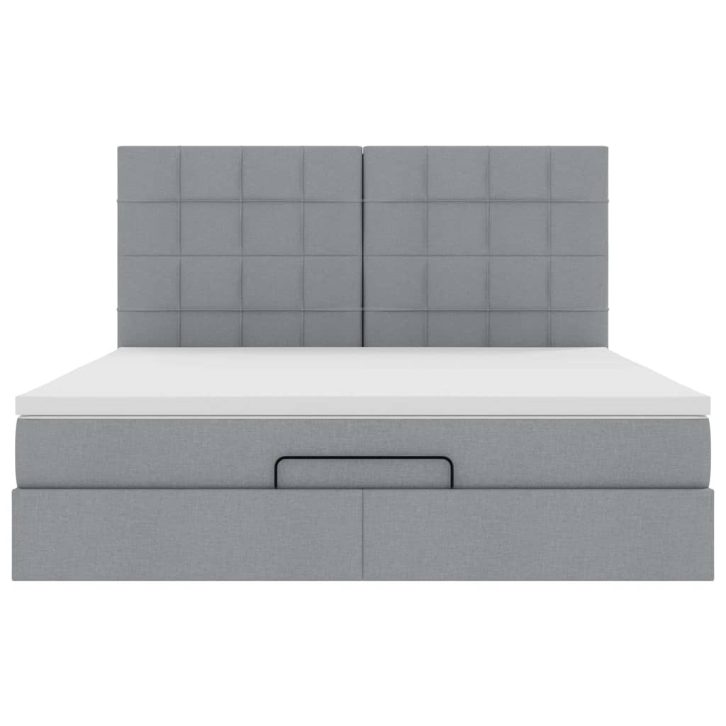 Ottoman-Bett Mit Matratze Stoff Hellgrau