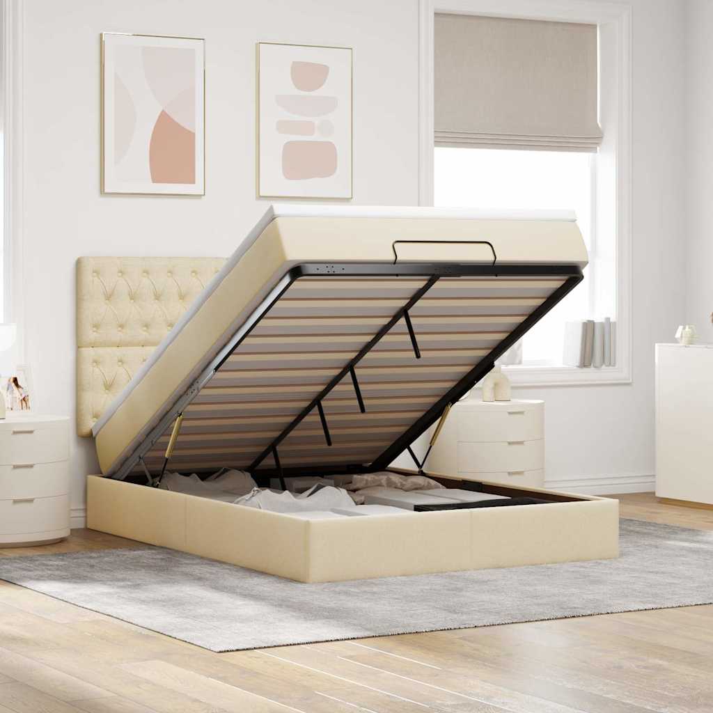 Ottoman-Bett Mit Matratze Stoff Dunkelbraun