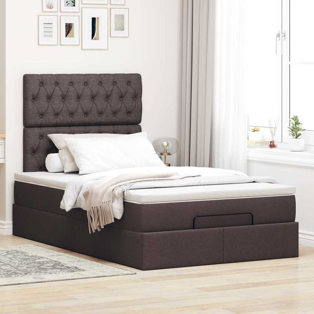 Ottoman-Bett Mit Matratze Stoff Dunkelbraun