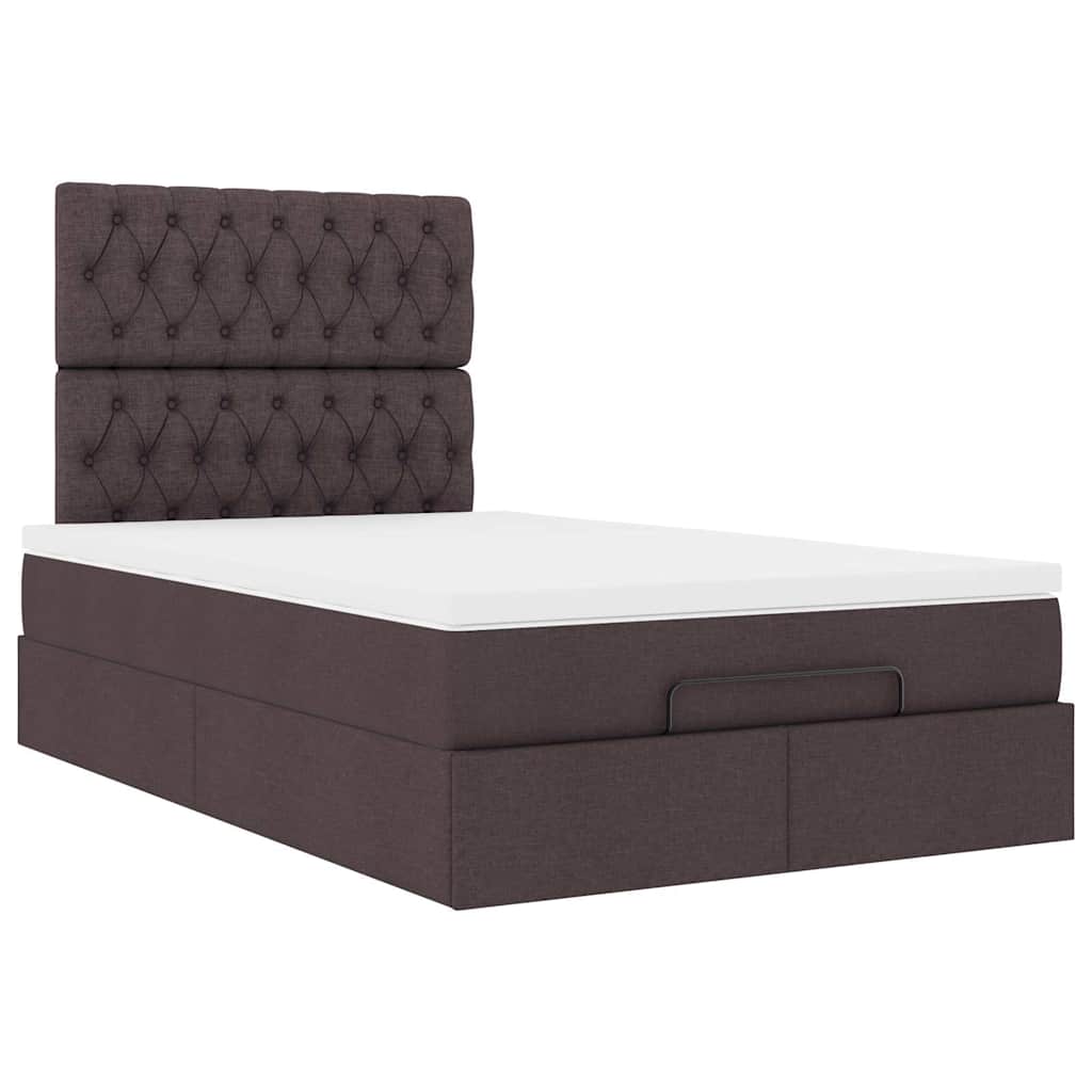 Ottoman-Bett Mit Matratze Stoff Dunkelbraun
