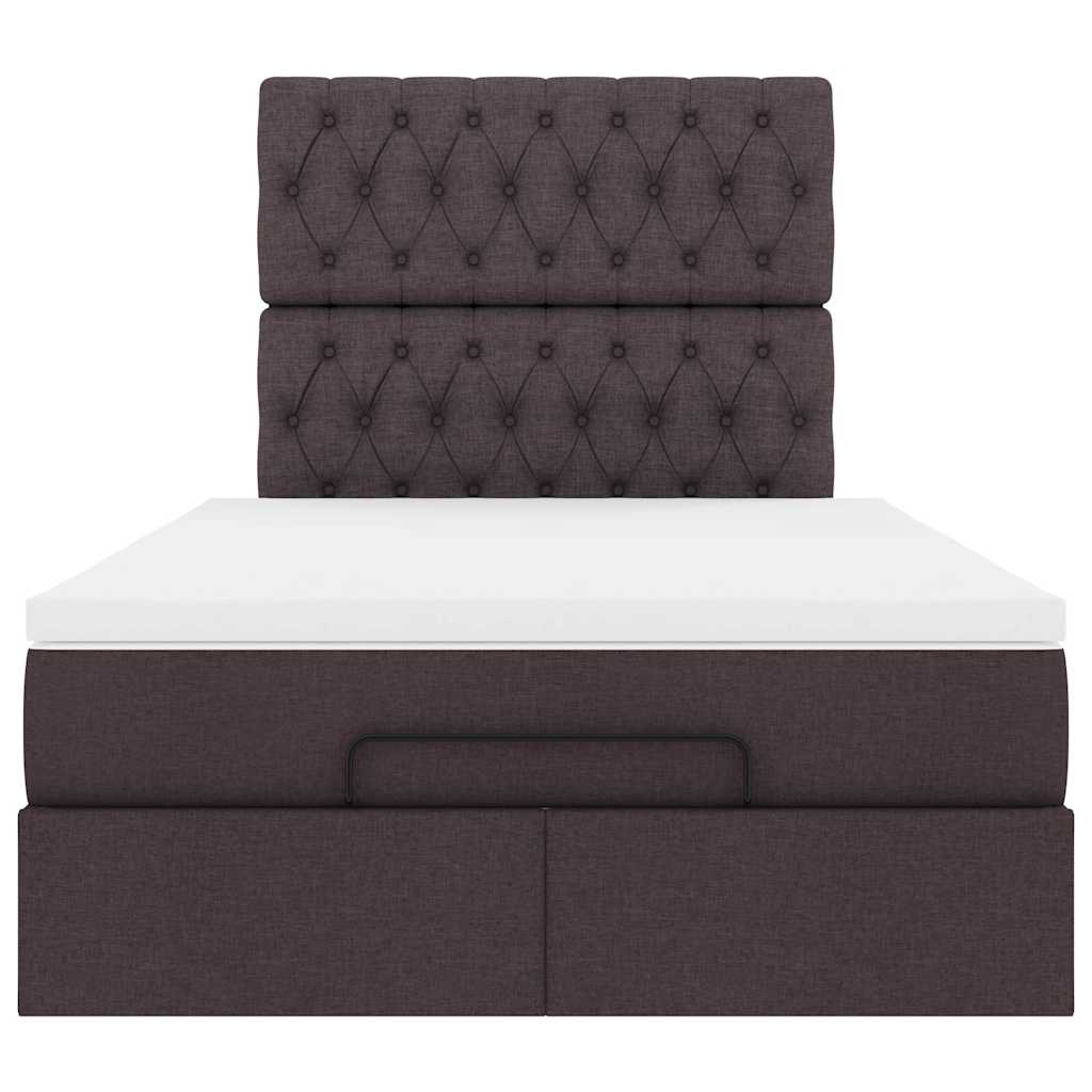 Ottoman-Bett Mit Matratze Stoff Dunkelbraun