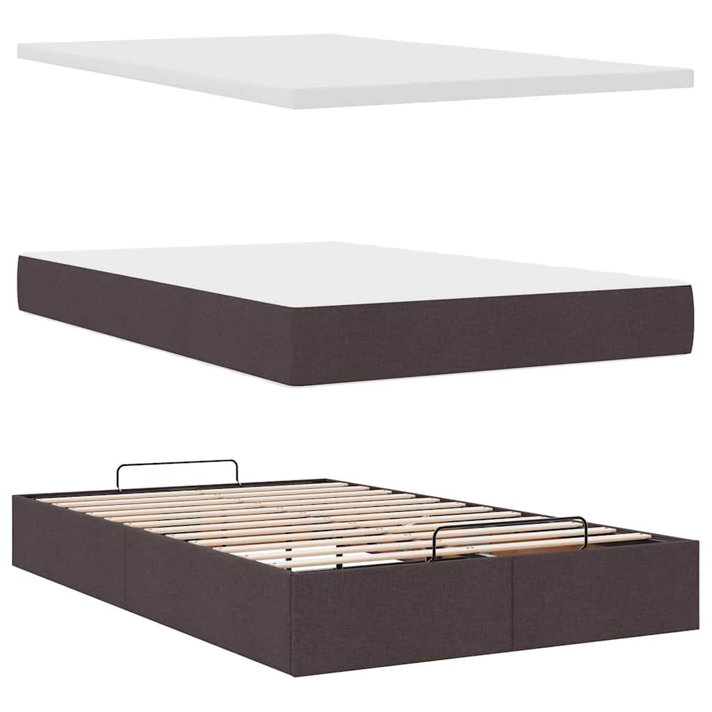 Ottoman-Bett Mit Matratze Stoff Dunkelbraun