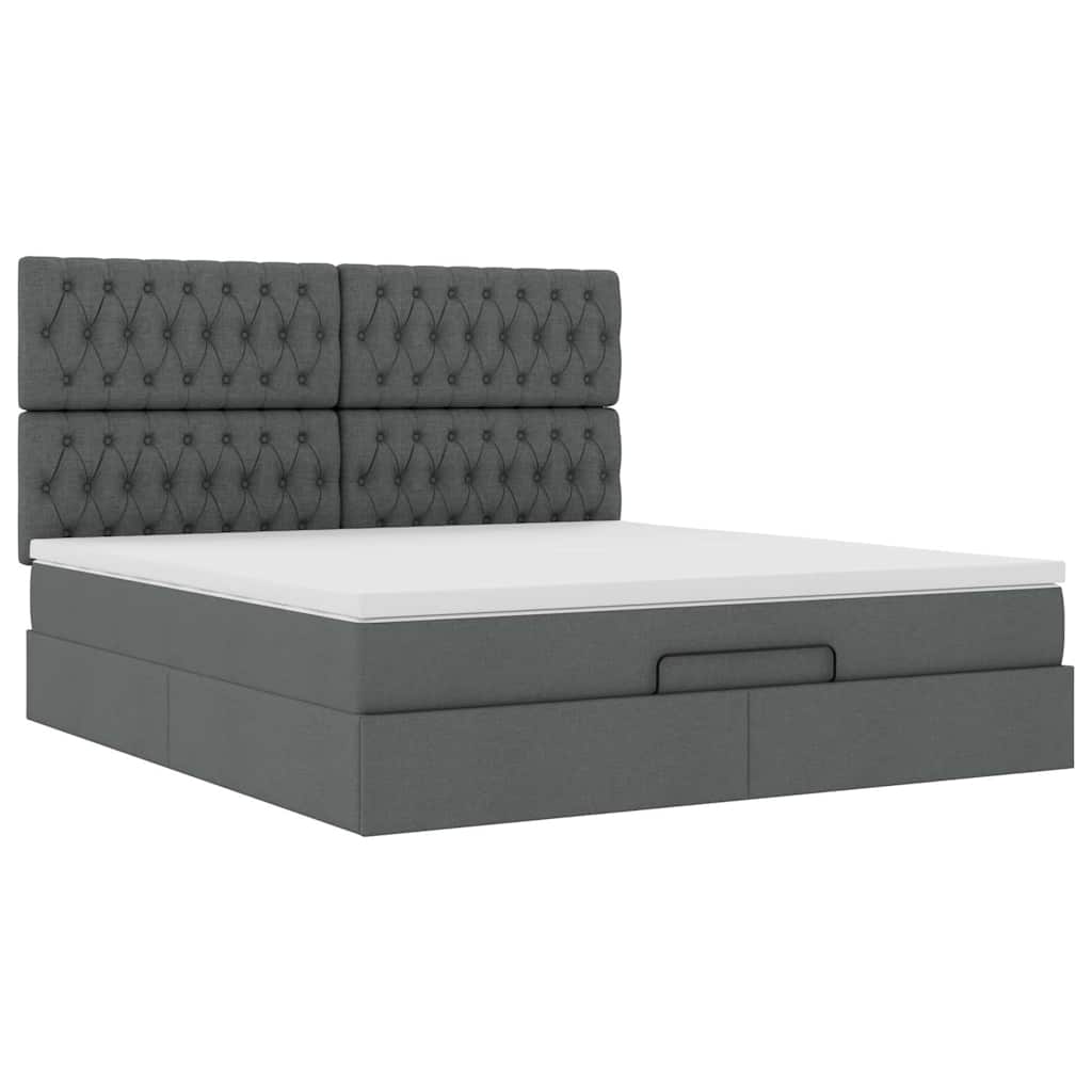 Ottoman-Bett Mit Matratze Stoff Dunkelgrau