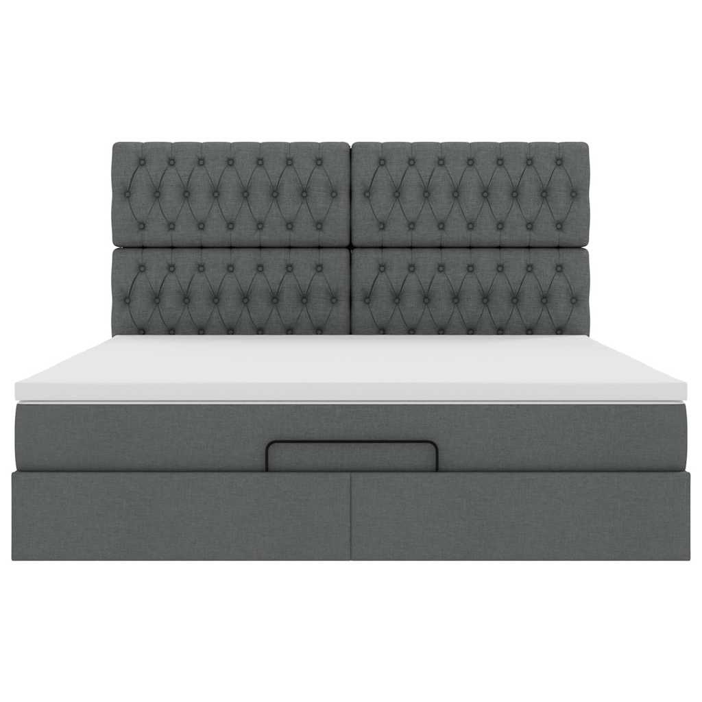 Ottoman-Bett Mit Matratze Stoff Dunkelgrau