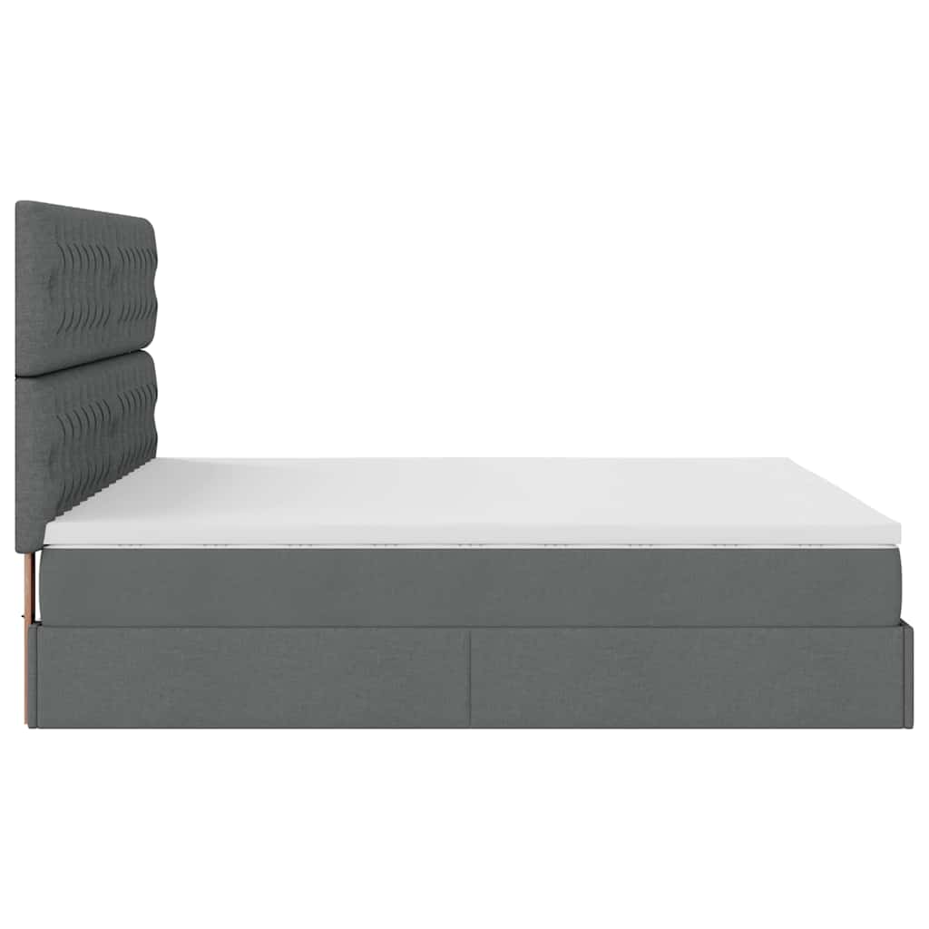 Ottoman-Bett Mit Matratze Stoff Dunkelgrau