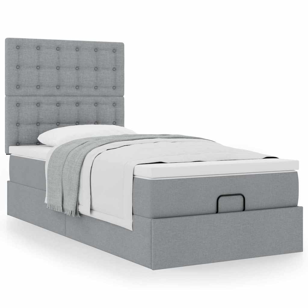 Ottoman-Bett Mit Matratze Stoff Hellgrau