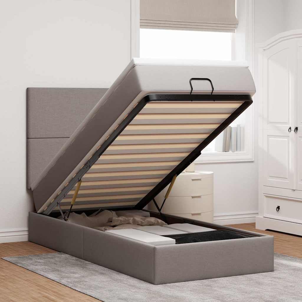 Ottoman-Bett Mit Matratze & Leds Stoff Taupe