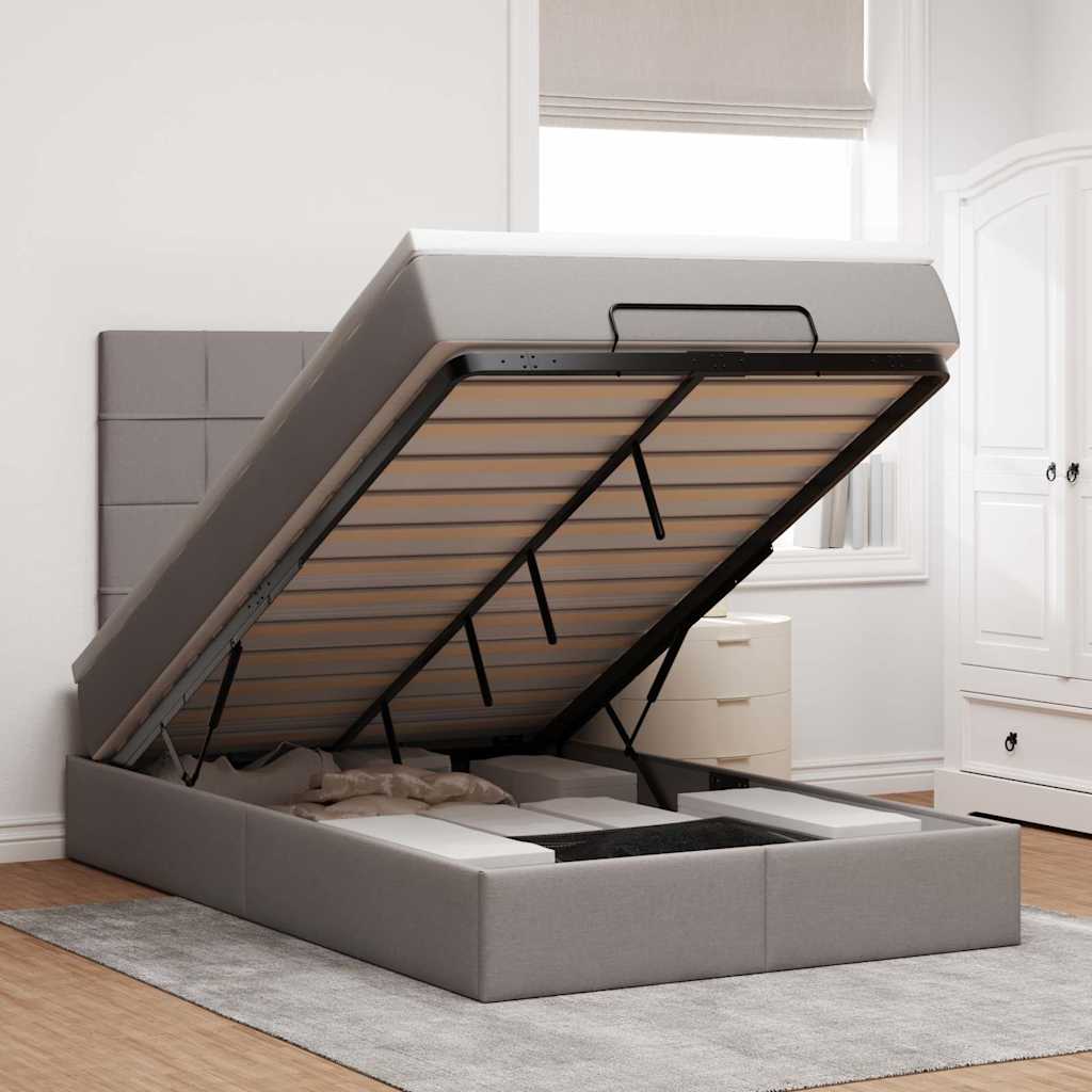 Ottoman-Bett Mit Matratze & Leds Stoff Taupe
