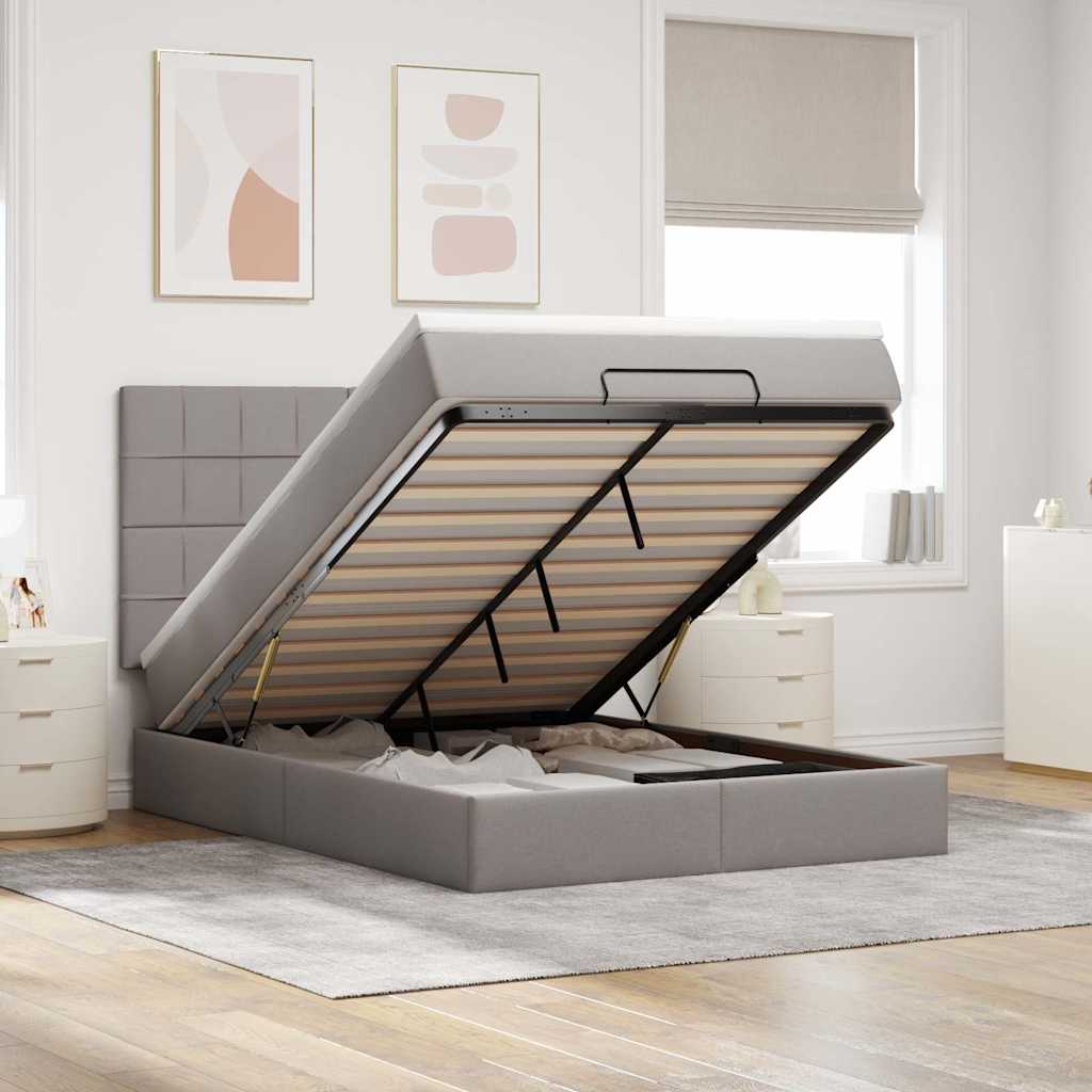Ottoman-Bett Mit Matratze & Leds Stoff Taupe