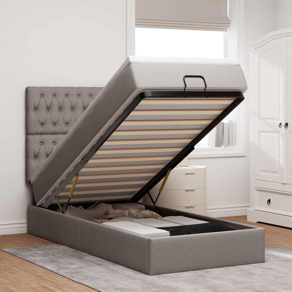 Ottoman-Bett Mit Matratze & Leds Stoff Taupe