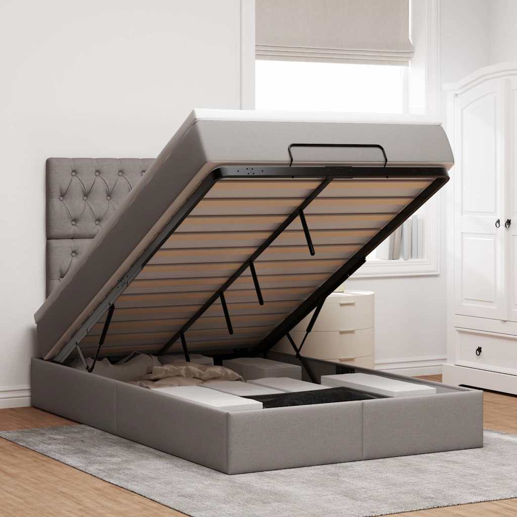 Ottoman-Bett Mit Matratze & Leds Stoff Taupe