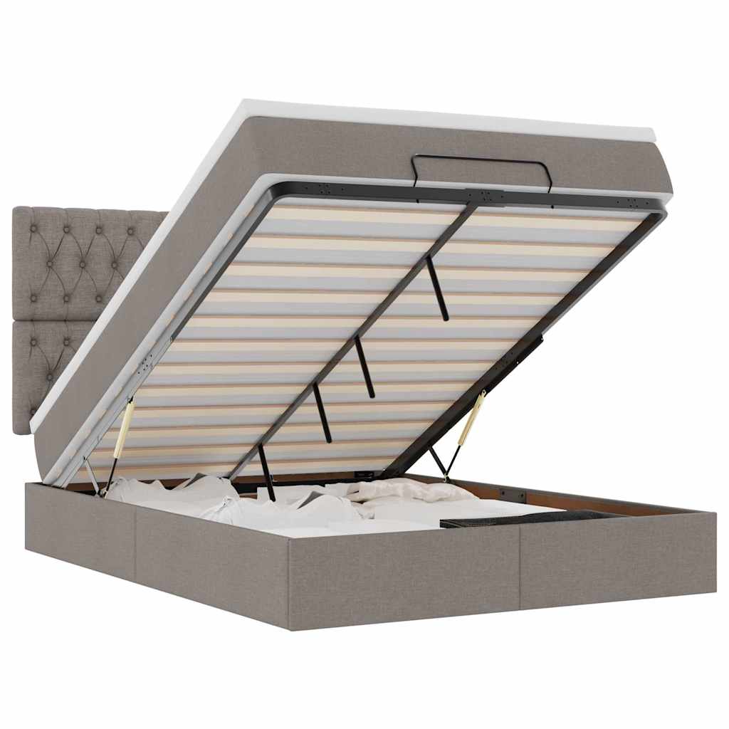 Ottoman-Bett Mit Matratze & Leds Stoff Taupe