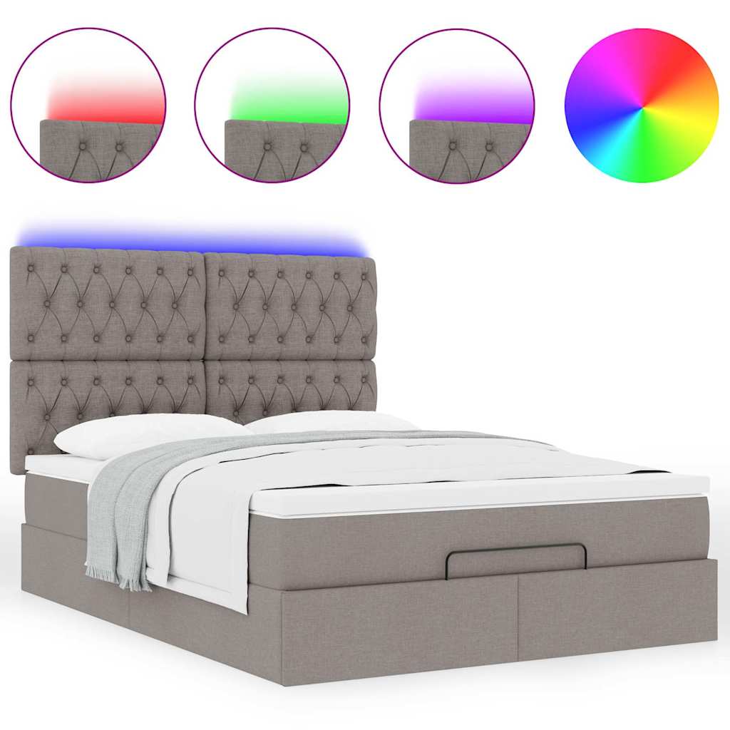 Ottoman-Bett Mit Matratze & Leds Stoff Taupe