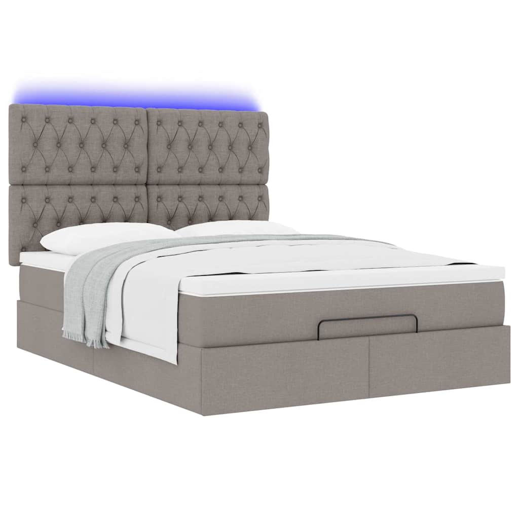 Ottoman-Bett Mit Matratze & Leds Stoff Taupe