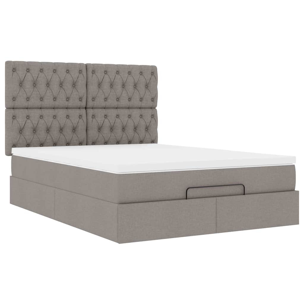 Ottoman-Bett Mit Matratze & Leds Stoff Taupe