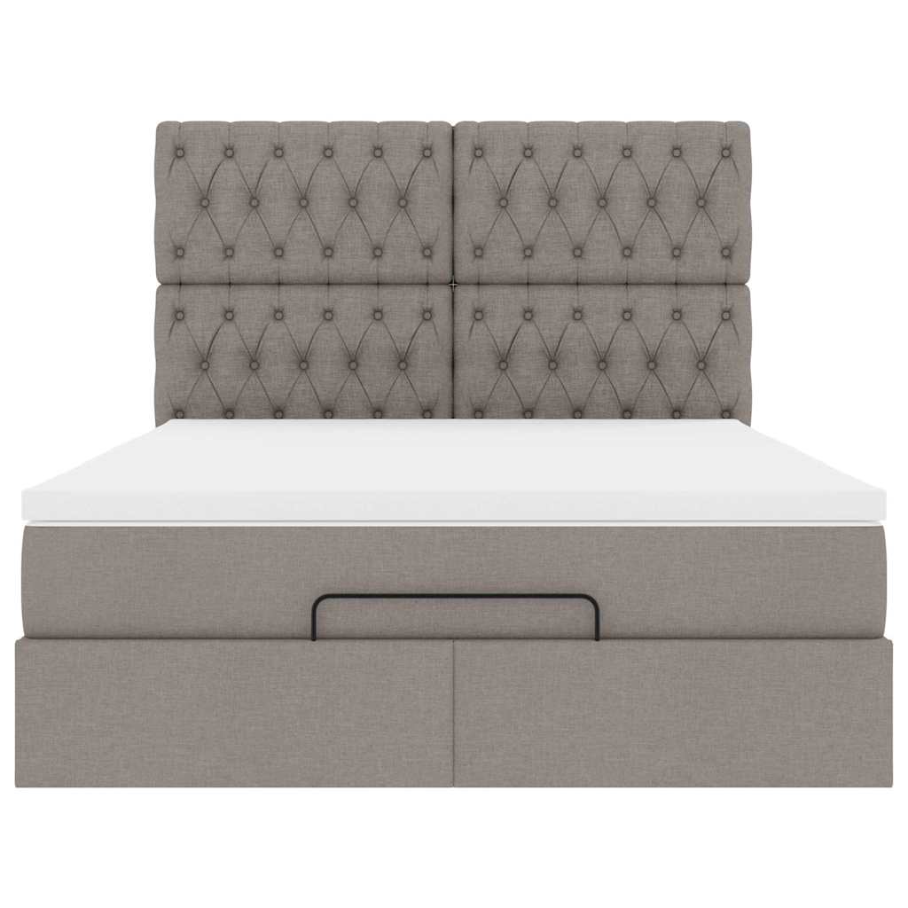 Ottoman-Bett Mit Matratze & Leds Stoff Taupe