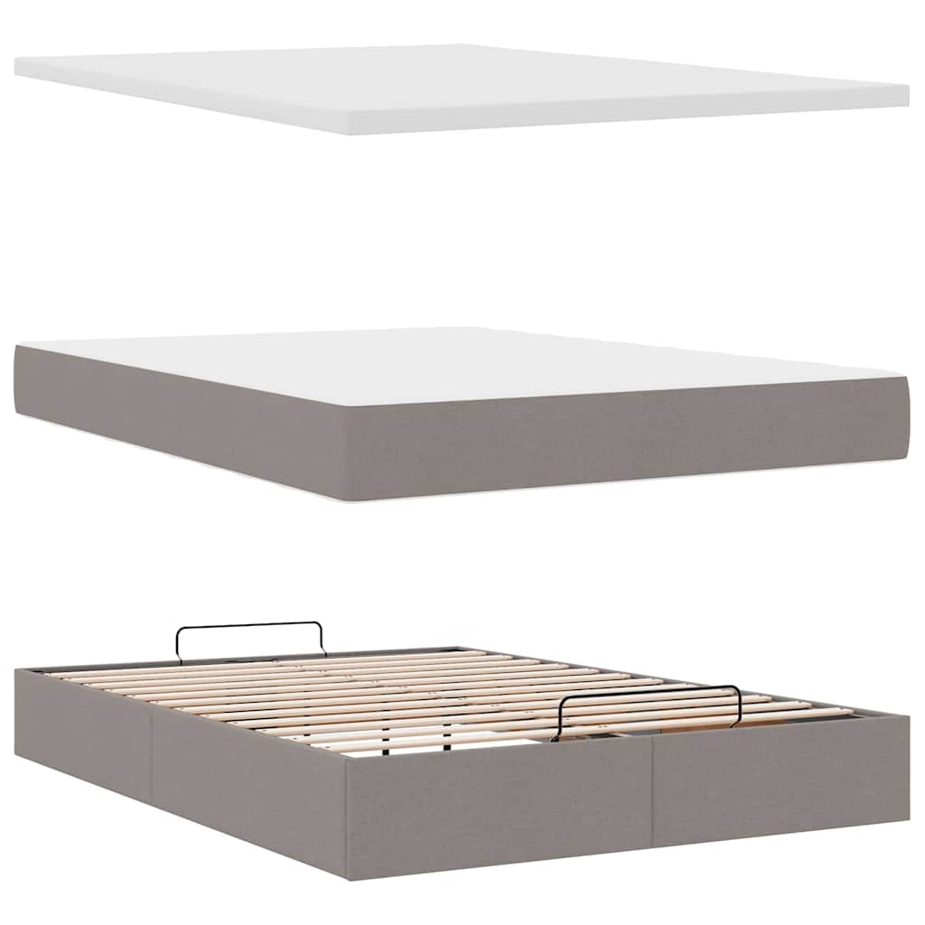 Ottoman-Bett Mit Matratze & Leds Stoff Taupe