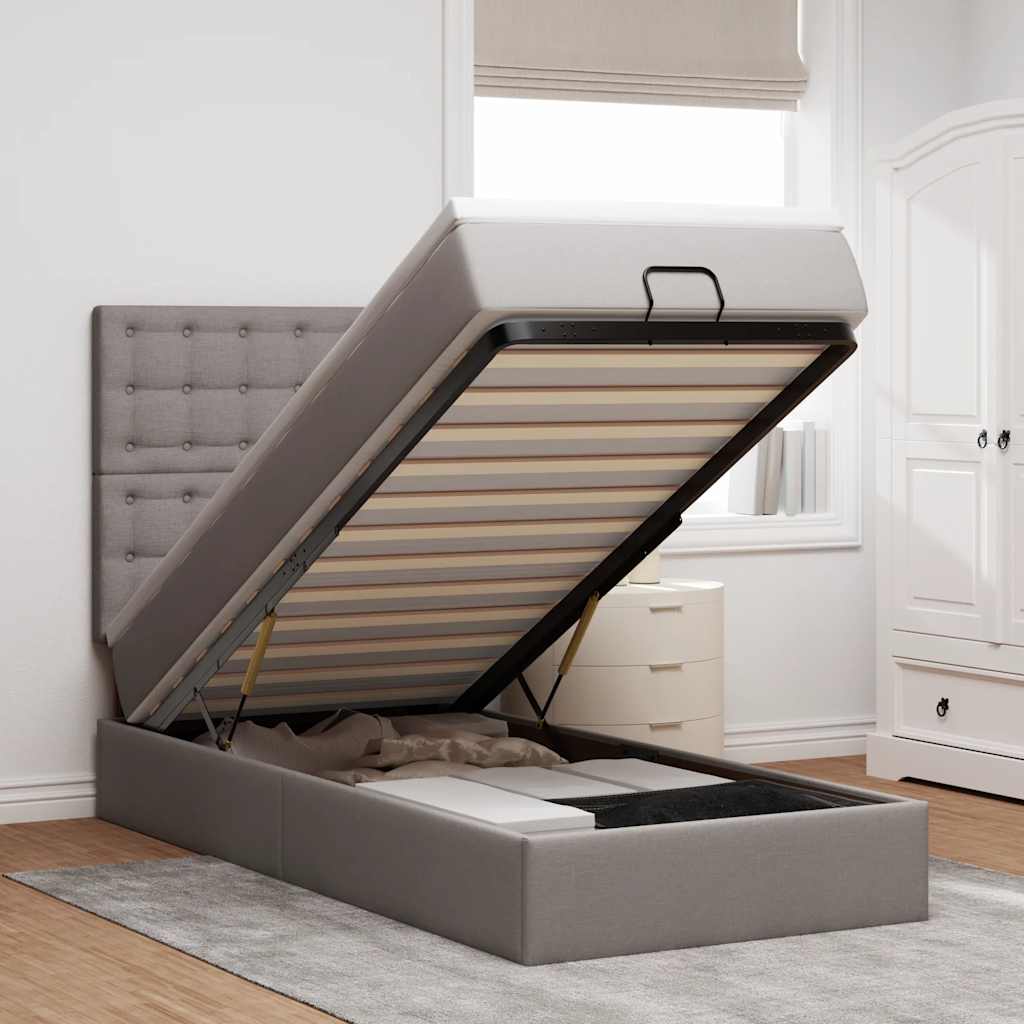 Ottoman-Bett Mit Matratze & Leds Stoff Taupe