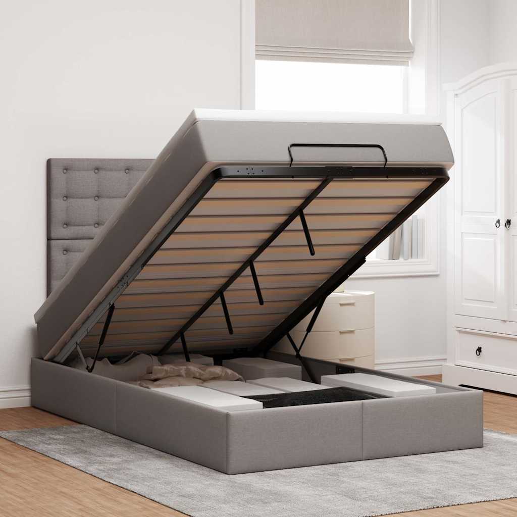 Ottoman-Bett Mit Matratze & Leds Stoff Taupe