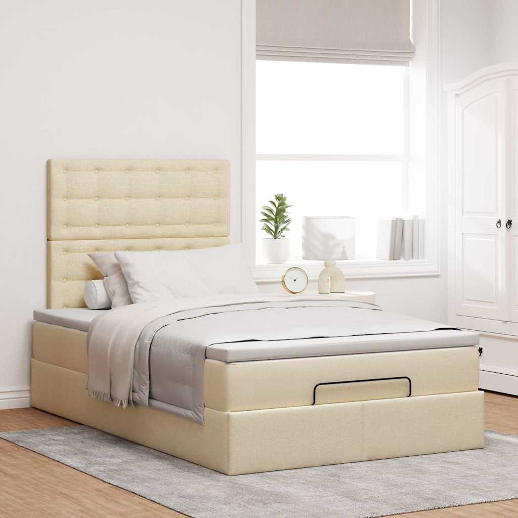 Ottoman-Bett Mit Matratze & Leds Stoff Creme